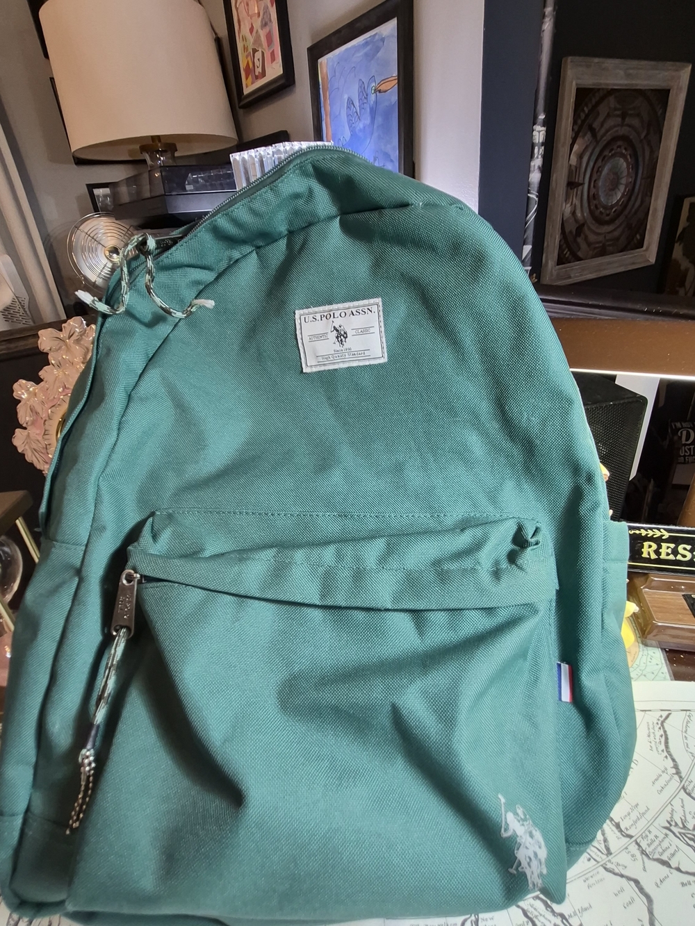 U.S. Polo Assn. Men's Green Canvas Backpack